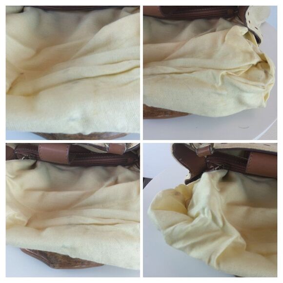 Fossil cream fabric handbag with leather trim, and faux wood handles - Picture 11 of 12